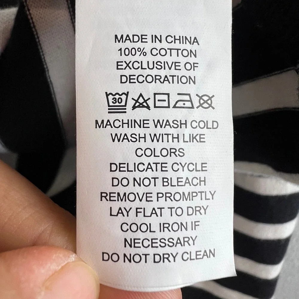 Kate Spade Black White Striped Scalloped Neck Long Sleeve Cotton Top Nautical T